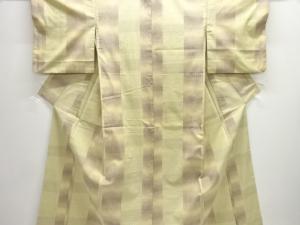 縞に横段絣柄織り出し十日町紬着物